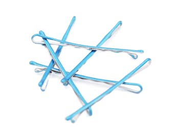 Metallic blue colored bobby pins, blue bobby pins, blue wedding hair, decorative bobby pins, colorful bobby pin, something blue accessories