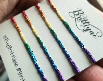 Glitter rainbow bobby pins, ombre glitter bobby pins, LGBTQIA pride accessories, gay pride, ROYGBIV