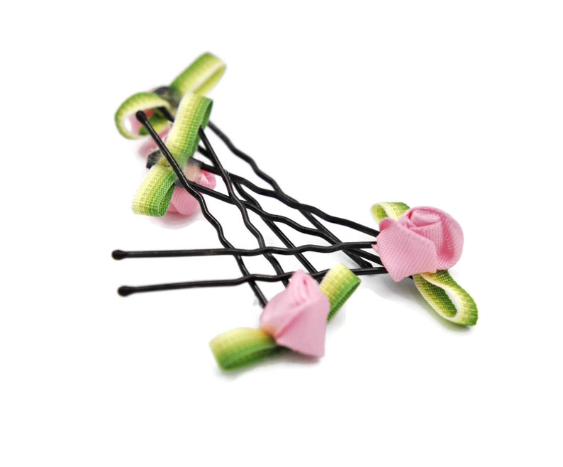 Pink Rose Hair Pin Small Pink Flower Hair Pin Pink Floral Etsy