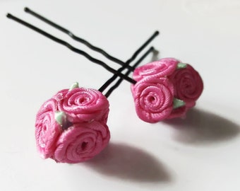 Flower girl hair pins, flower accessories, pink hair pin, decorative hair pin, wedding hair flowers, rose accessories, flower hair pins