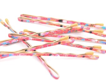 Spotted accessories, colored bobby pins, polka dots, decorative bobby pins, pink bobby pins, colorful bobby pins, cute bobby pins, polka dot