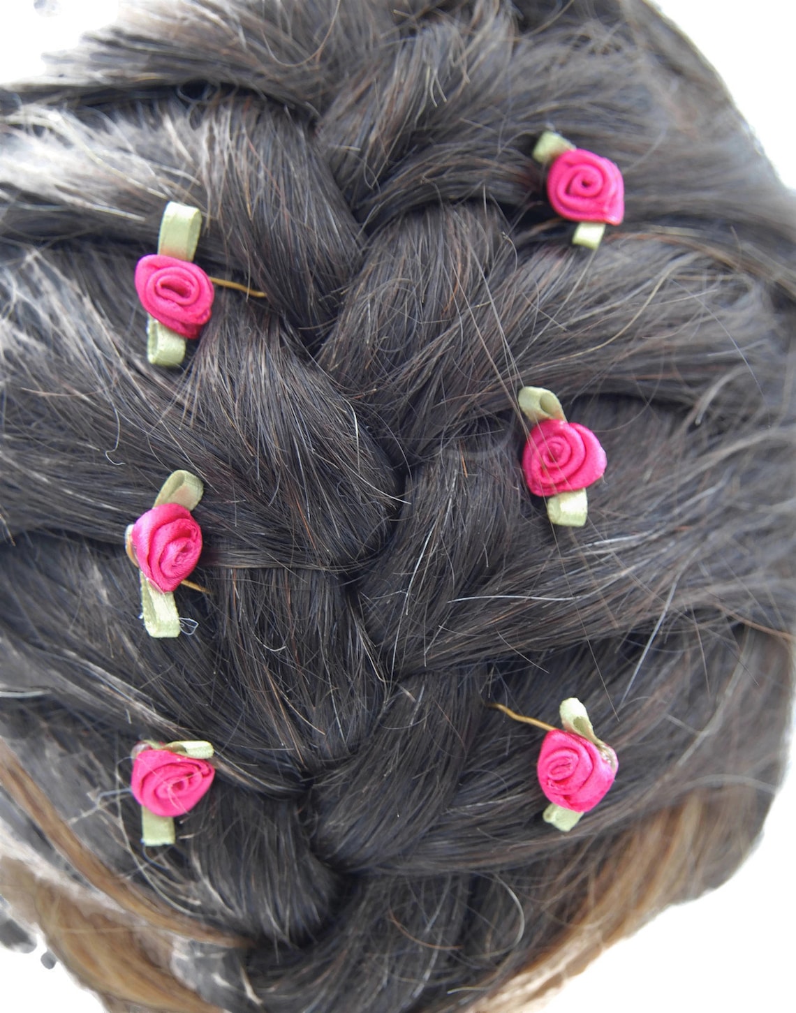 Pink Rose Hair Pins Pink Flower Hair Pin Pink Satin Rose Etsy