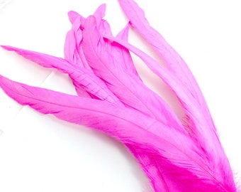 Fuchsia Colored Stiff Narrow Bird Decoration Dyed Rose Hat Band Decorations Long Earring Feather Hot Pink Ringneck Pheasant Tail Feathers