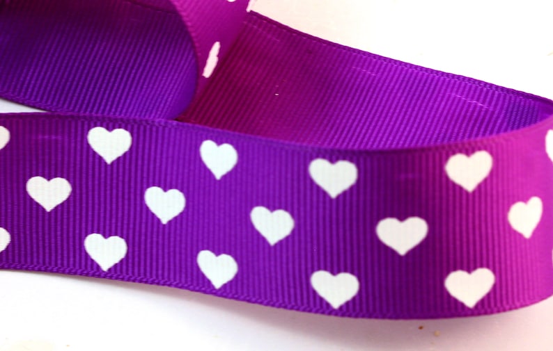 Purple Trim White Heart Gros Grain Ribbon By the Foot A Wide Red Fabric Trim with Printed Pattern A Green Decoration for Making Clothes