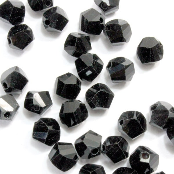 6mm Black Crystal Helix Beads. (10) Odd Shaped Black Beads. Unusual Crystal Beads in Black. Black Helix Crystal Beads. Black Glass Beads