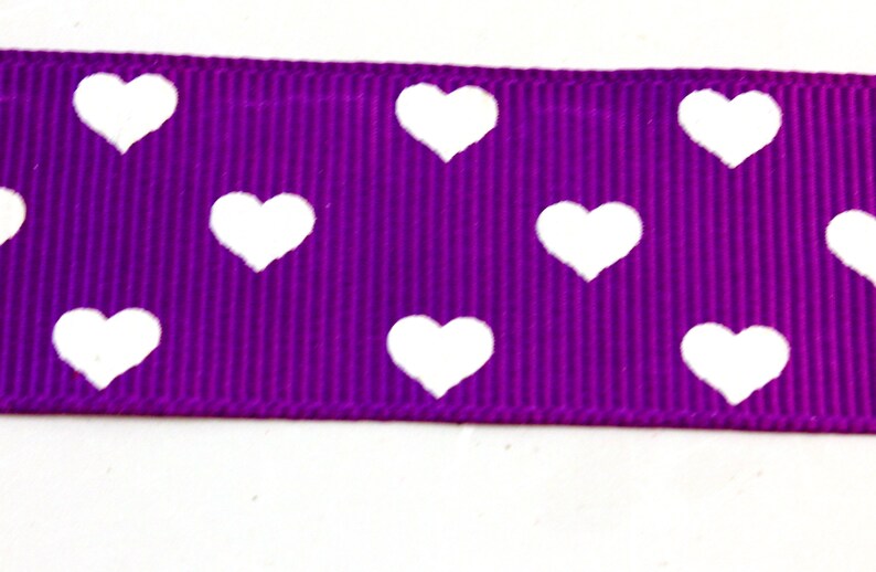 Purple Trim White Heart Gros Grain Ribbon By the Foot A Wide Red Fabric Trim with Printed Pattern A Green Decoration for Making Clothes