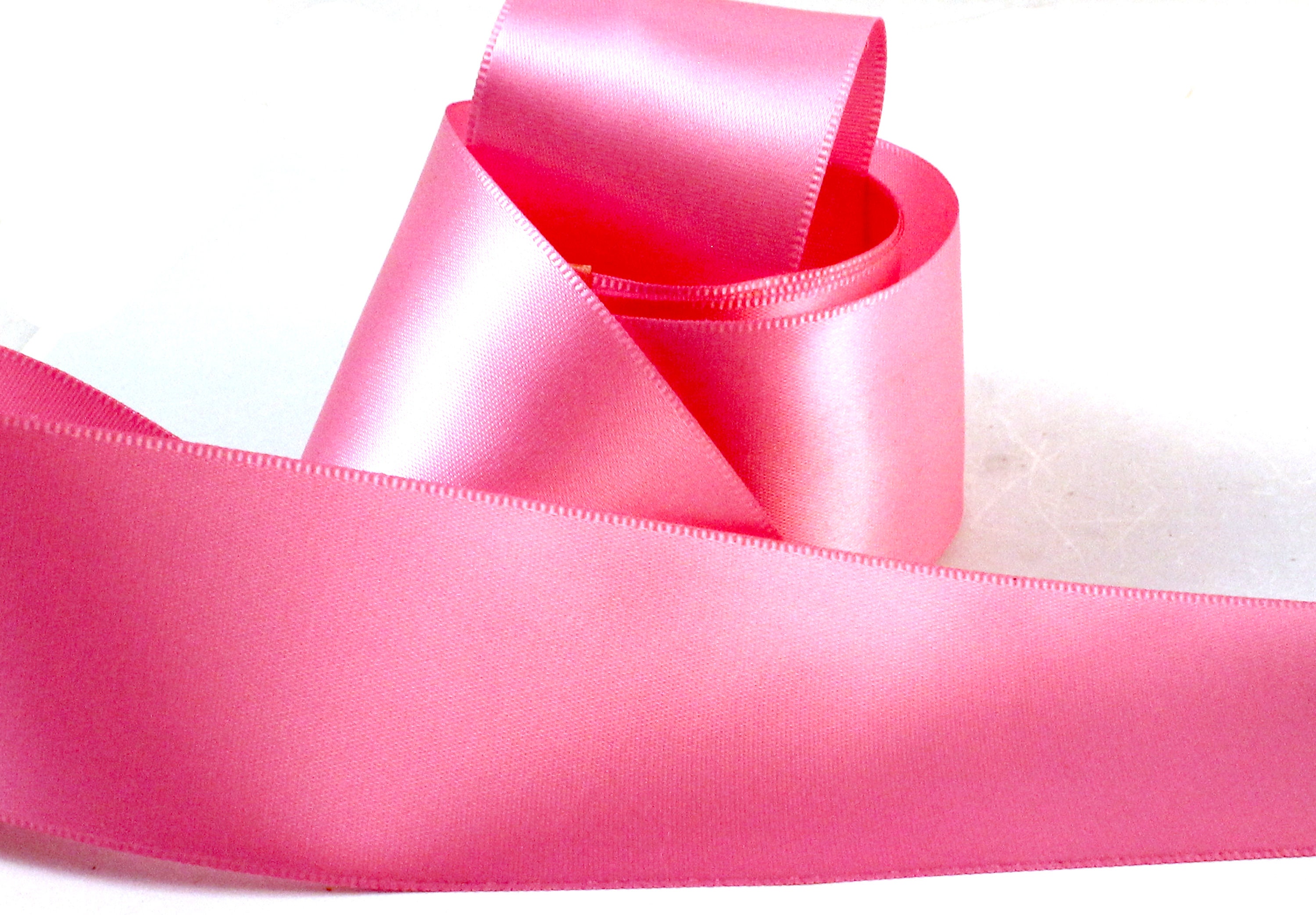 By the Foot Hot Pink Satin Ribbon. Pink Ribbon for Making Clothes