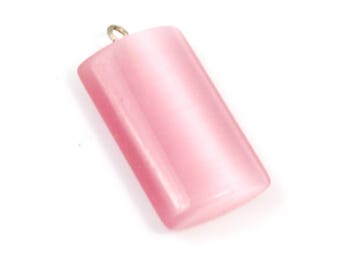 Pink  Cats Eye Pendant. Pink Glass Pendant. Pink Pendant. Pink Rectangle Pendant. Glass Rectangle for Necklaces. Cat Eye Pendant 32mm x 14mm