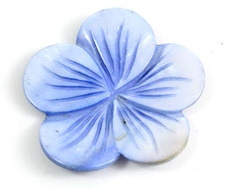 Blue Shell Cabochon. Blue Flower Cabochon. Blue Abalone Shell for Making Jewelry. Blue Paua Shell. Blue Carved Shell. Abalone Cabochon 42mm