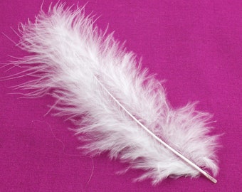 3-6 Inch Snow White Marabou Feathers (10) Long Fluffy Light Colored Bird Decorations for Kids Crafts. Goose Plumes for Holiday Balls