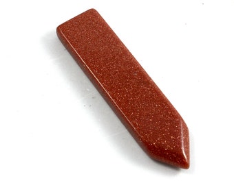 Brown Goldstone Cabochon. A Spike Shaped Stone for Making Unique Wire Wrapped Jewelry. A Pointed Decoration with Tiny Sparkles that Glitters