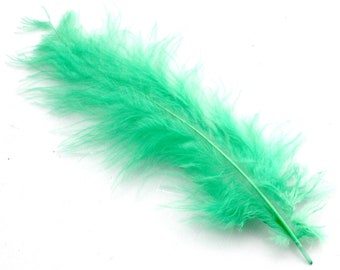 3-6 Inch Light Green Marabou Feathers. (10) Soft Downy Goose Plumes with Fluffy Barbs for Making Wedding Boutonniere and Hair Fascinators