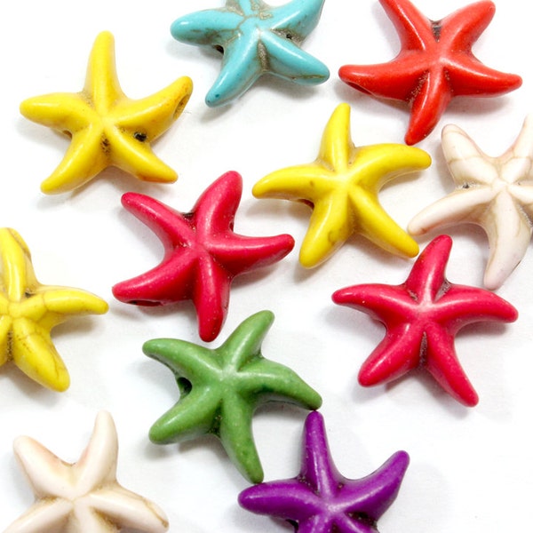 Starfish Howlite Beads. (15) Red Stone Beads. Green Howlite. Starfish Beads. Stone Star Beads. Ocean Beads. White Stone. Blue Howlite 10mm