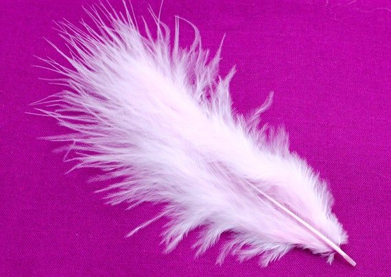 3-6 Inch Light Pink Marabou Feathers. 10 Very Soft Fluffy Pale