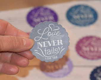 Set of 12 - Love Never Fails Jw stickers - JW Pioneer School gifts - JW pioneer school - JW Pioneer gifts - Jw Stickers - Jw stickers -