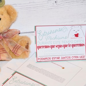 Carta Miss You stampabile spagnola, incoraggiante stampabile, carta E, scaricabile, carta regalo stampabile, carta regalo, carta stampami