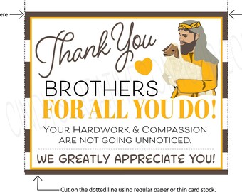 Printable Thank You Brothers Card, Encouraging Printable, E card,  Downloadable, Printable Jw gift, Jw printable, Jw downloadable