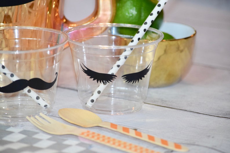 Vinyl sticker set, Baby reveal decorations, mustache baby shower decorations, lashes or staches gender reveal, eyelash stickers for glass image 9