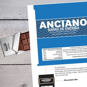 Spanish - 1 Jw Elder Large Chocolate Energy bar Label -  Jw Elder gifts - Jw gifts for Elders - Jw Elder gift - Jw printable - Jw download