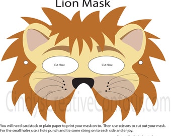 Downloadable Orange Lion Mask - Pretend Play dress up - Pretend Play Store - Dress up print - Dress up for kids