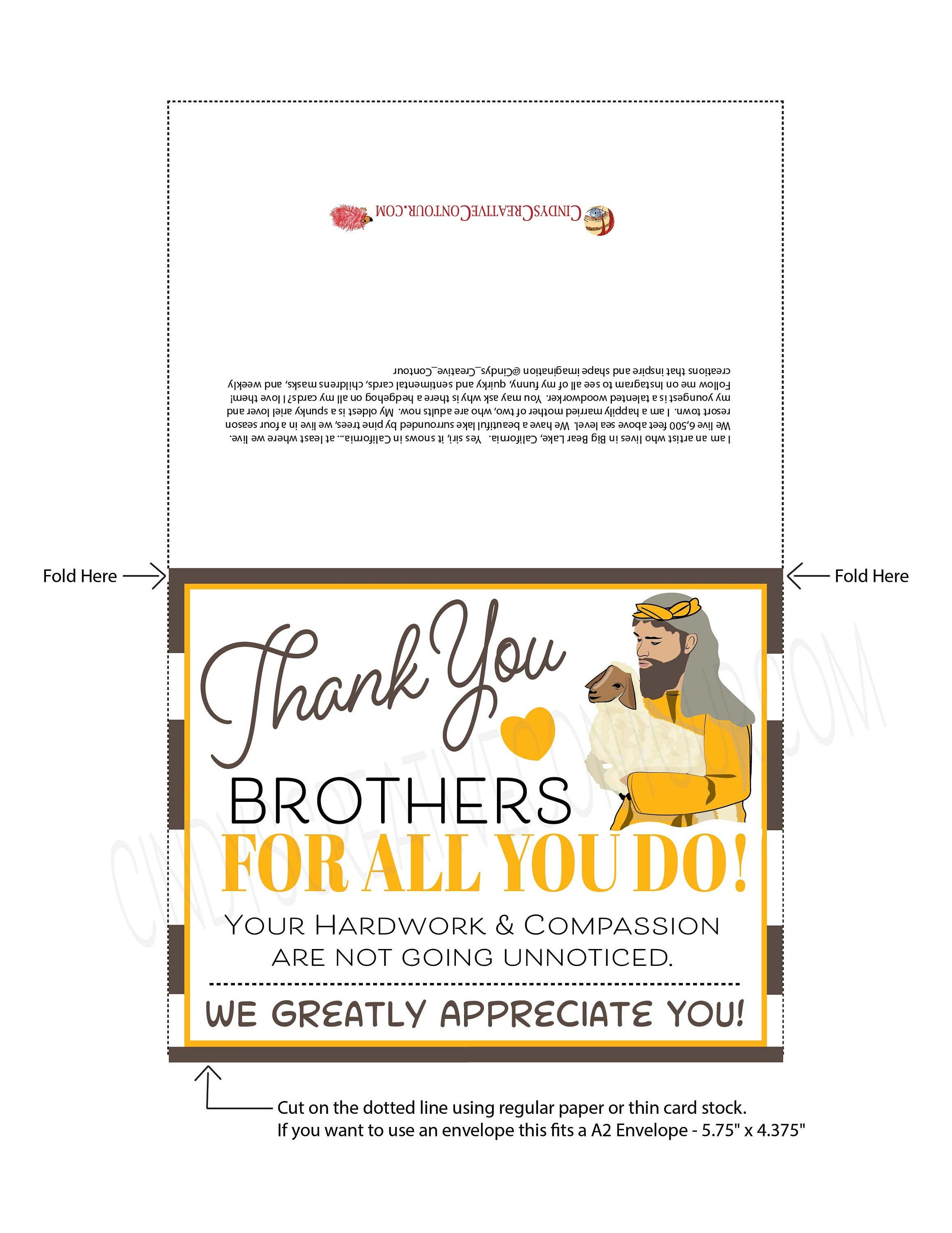 Printable Thank You Brothers Card Encouraging Printable E - Etsy