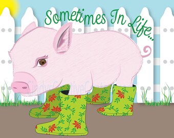 Piglet- Piggy Life - Greeting Card - Stationary - Cards