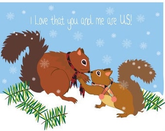 Love card - Squirrel card hand drawn - Cute anniversary card for husband - Love card for husband - Love card for him - Sweetheart card