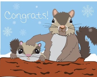 Congrats New Baby - Squirrel card hand drawn - Welcome New Baby - Congrats New Baby - Congratulations pregnancy card