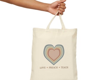 Cotton Canvas Tote Bag - Love, Preach, Teach - Canvas bag - Jw bag - Jw shop - Shop Jw - Jw gifts