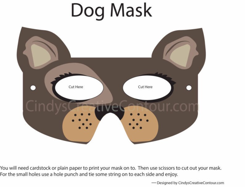 Dress up for kids Pretend Play dress up Pretend Play Store Downloadable Dog Mask Dress up print