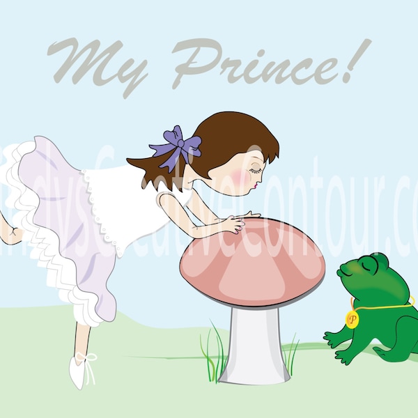 Cards for him - Greeting cards blank - Greeting Cards Handmade - Frog lovers gift - Princess and frog tutu - Mushroom art print -