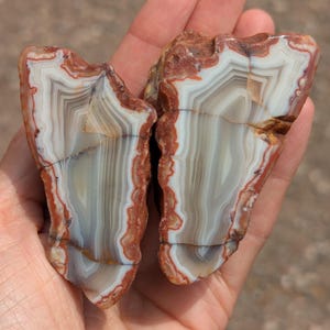 DUELING DRAGONS! Silver and Red Banded Laguna Agate Pair –Hand-Polished in Sedona, AZ, Rare Agate for Collectors and Crystal Healing