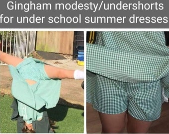 Kids gingham modesty undershorts for under school summer dresses