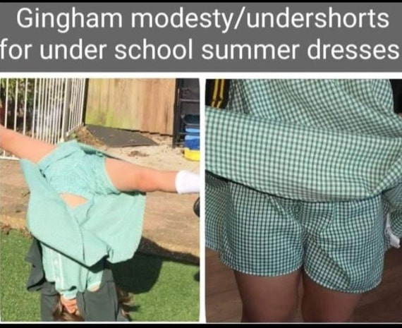 Kids Gingham Modesty Undershorts for Under School Summer Dresses 