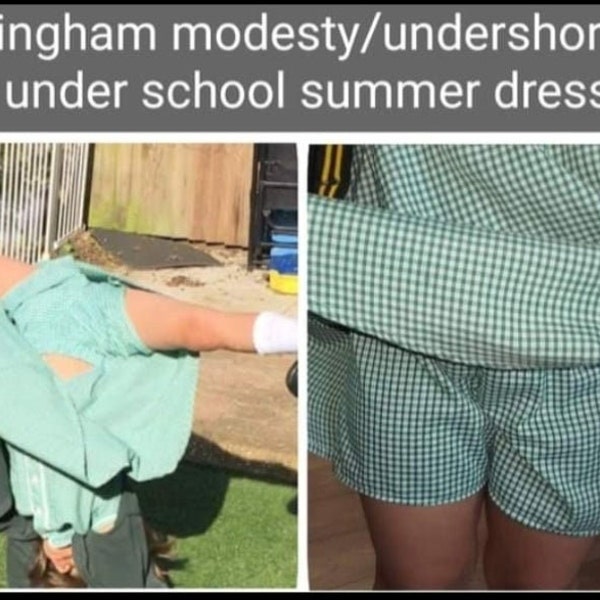 Kids gingham modesty undershorts for under school summer dresses