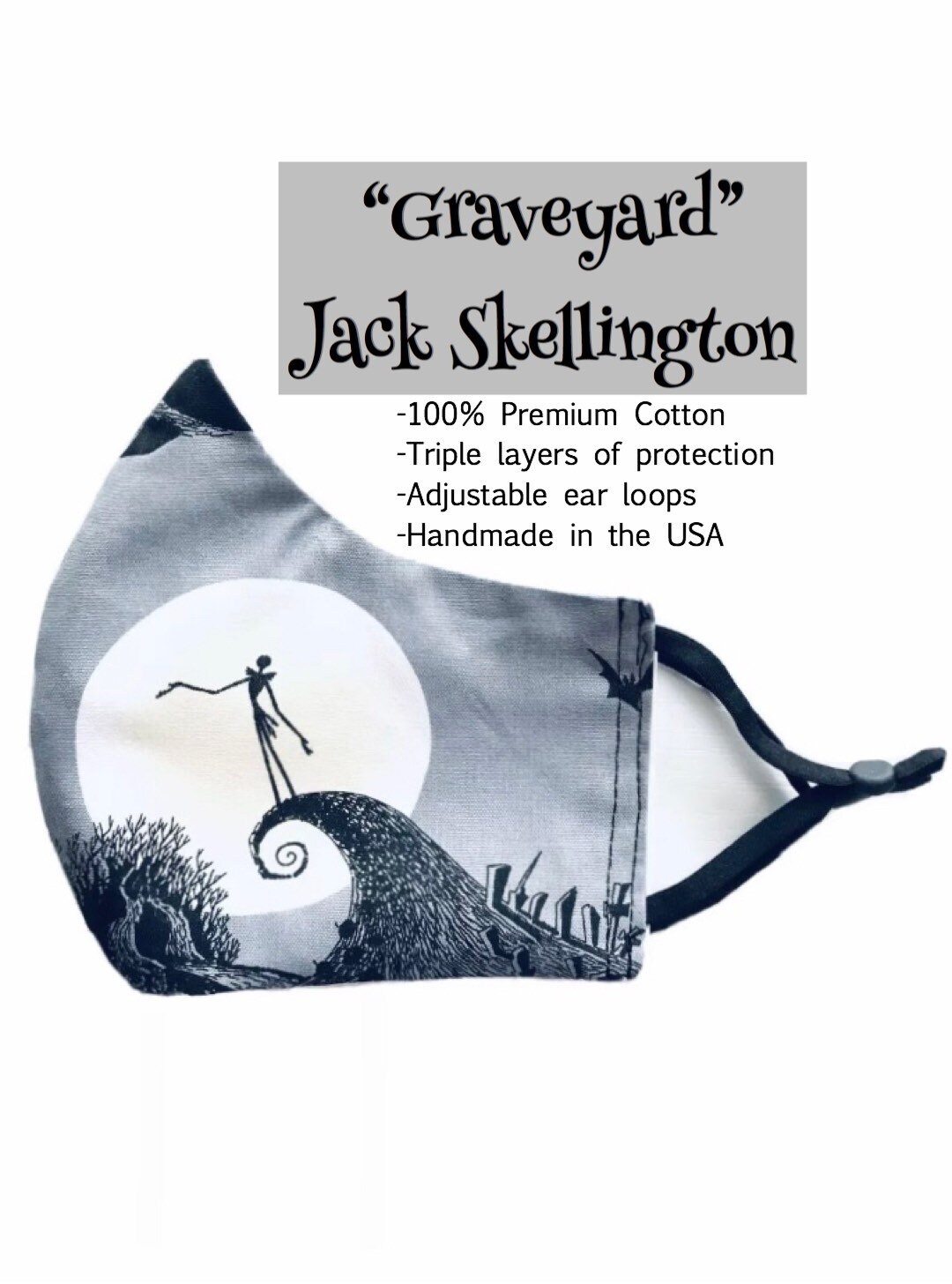 JACK SKELLINGTON HALLOWEEN Nightmare Before Christmas Face Masks Grav…