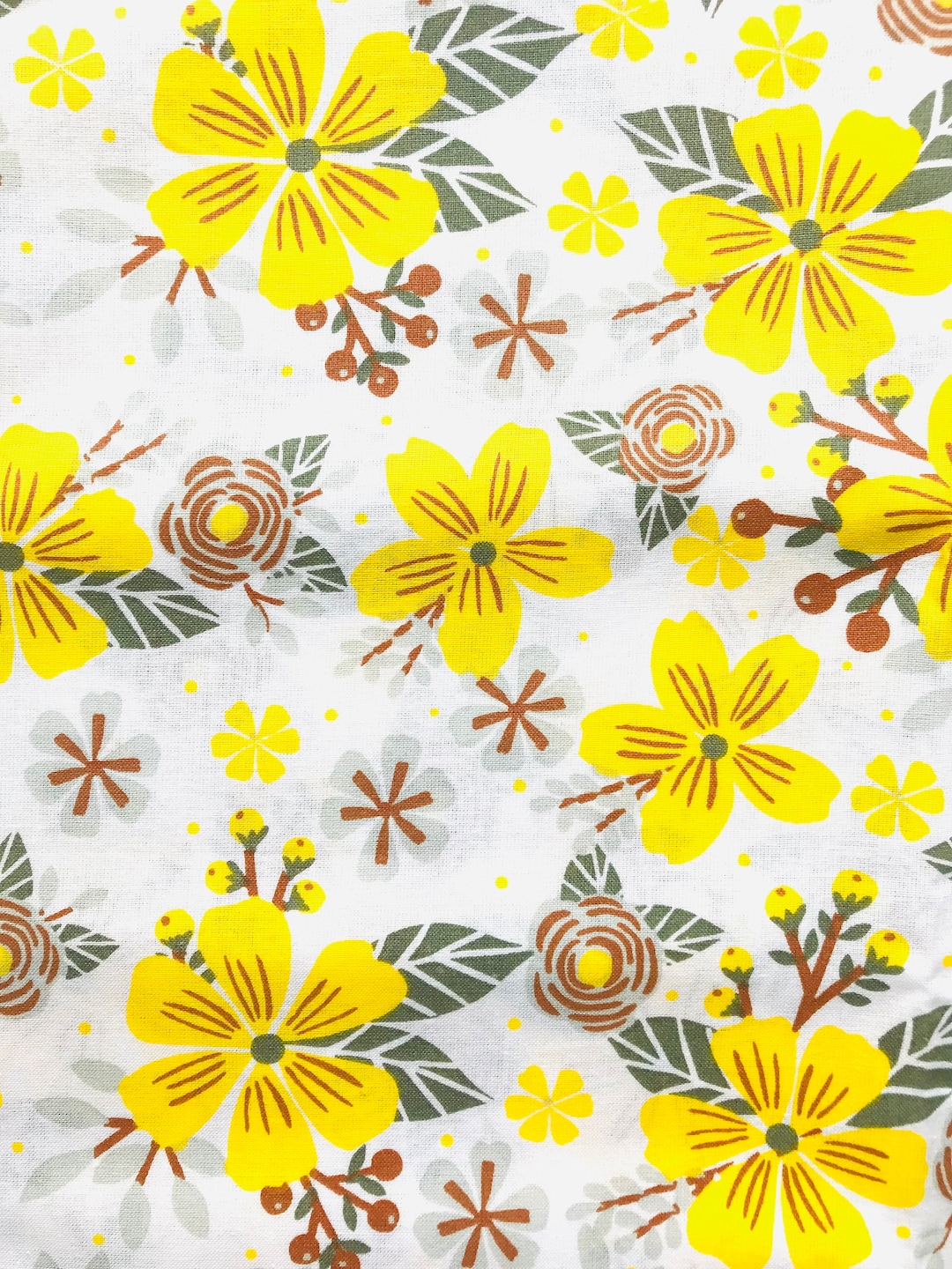 SPRING Yellow Flowers by the HALF Yard Floral Fabric 100% Cotton ...