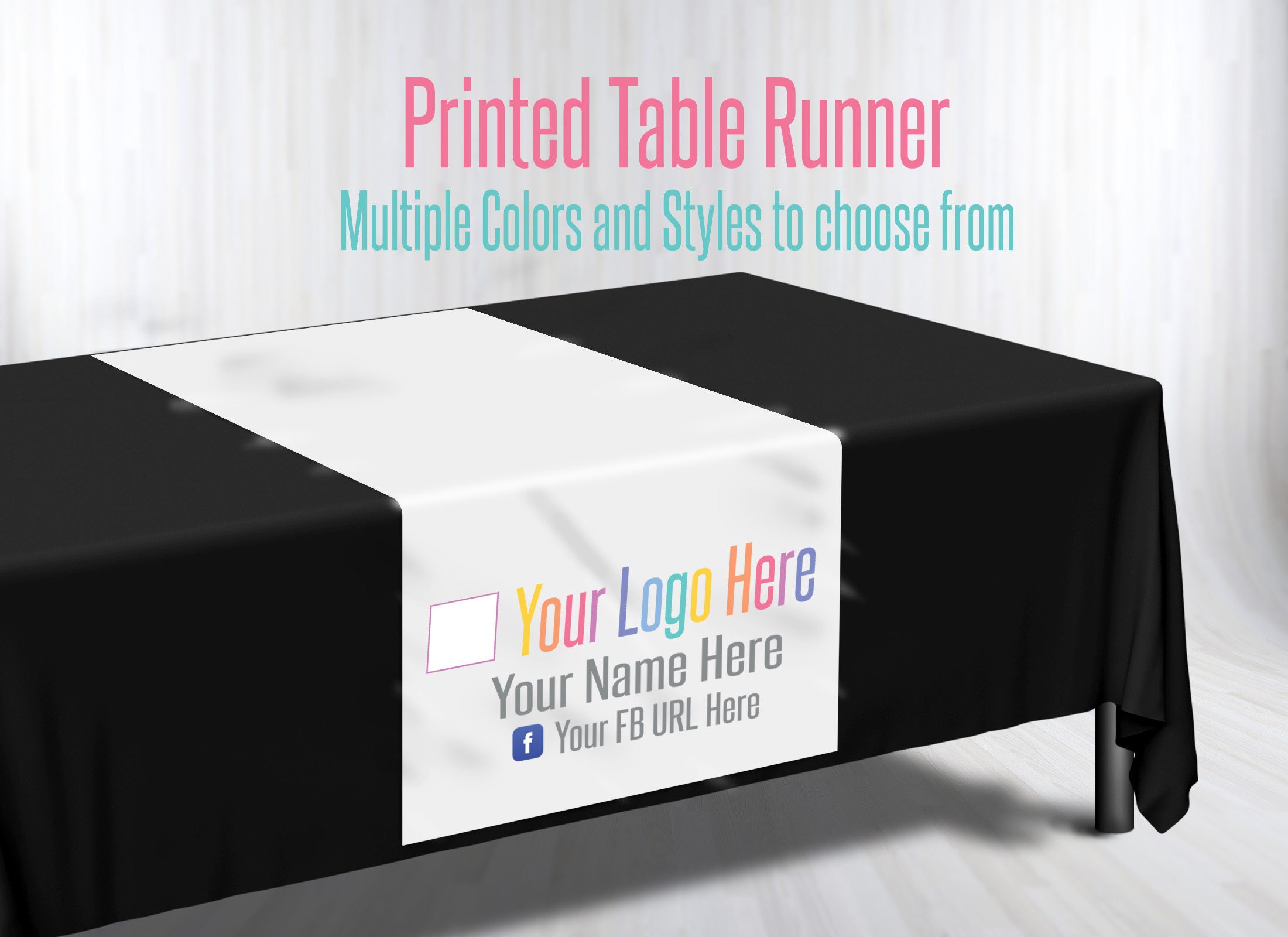 Printed Table Runner Custom Logo Table Runner Trade show Etsy