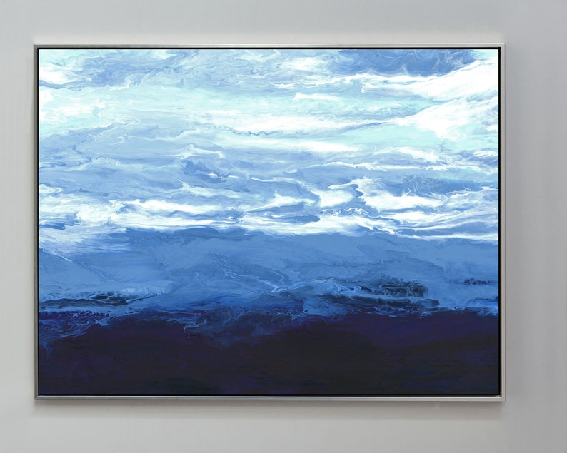 Large Abstract Blue Printable Wall Art digital download from Etsy