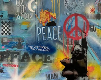 DEATH NYC Hand Signed Street Art Print Framed Large 16x20 in With