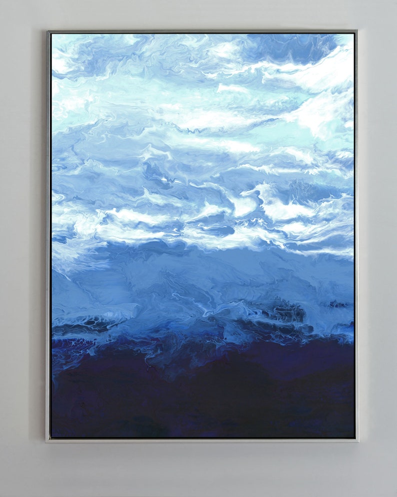 Large Abstract Blue Printable Wall Art digital download from Etsy