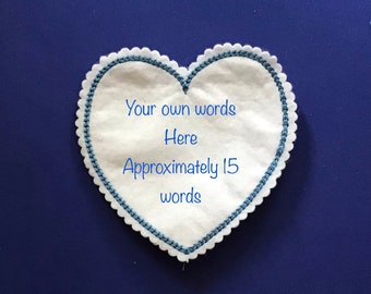 Memory heart patches keepsakes customised choose your own words