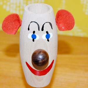 Vintage Figure Teak Wood Toothpick Dispenser 60s Retro Vintage Mid Century Shabby Chic Country Style