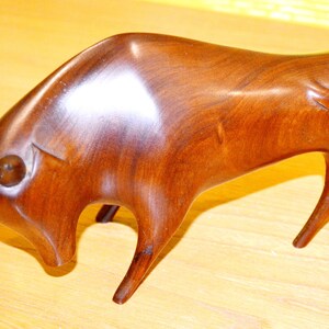 Vintage teakwood figure bull retro mid century 60s shabby chic country style