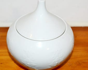 ヴィンテージの蓋付き磁器瓶、ウィンターリング製、白/赤、1970年代