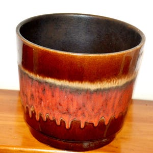 Vintage Planter Ceramic 70s Flowerpot Orange/Brown Plant Pot Retro Mid Century Shabby Chic Country Style Seventies