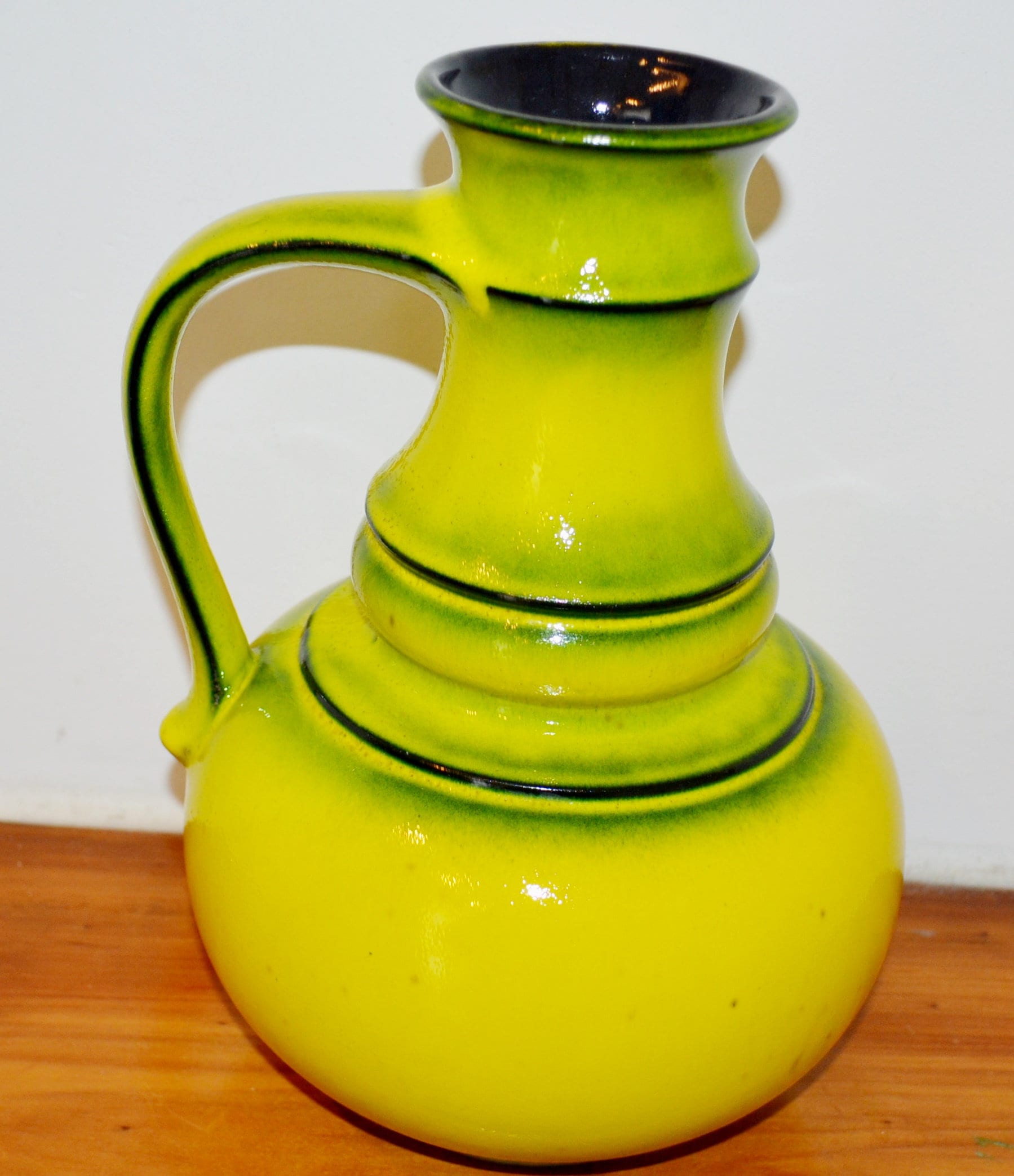 Vintage Ceramic Vase by Jasba, Yellow/green, Model 1233/28, Space