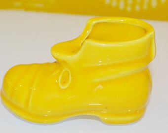 Vintage Figur Stiefel   Zahnstocher Halter  Keramik Gelb  70er Jahre   Retro    Mid Century Shabby Chic Landhausstil