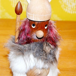 Vintage teak wood figure Viking from the 60s Retro Mid Century Danish Design Decoration