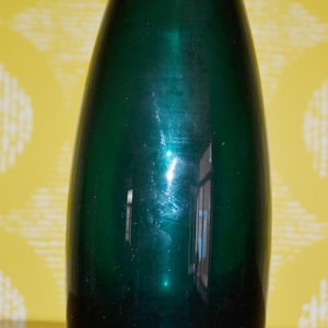 Vintage Glass Vase Green Retro Design 70s Space Age Mid Century